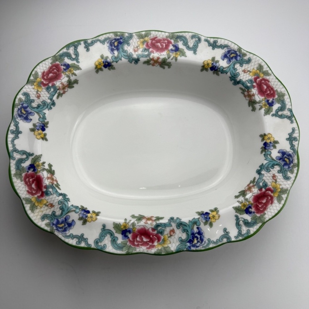 Royal Doulton Floradora Green Oval Vegetable Bowl TC1127 Fine China England 1981